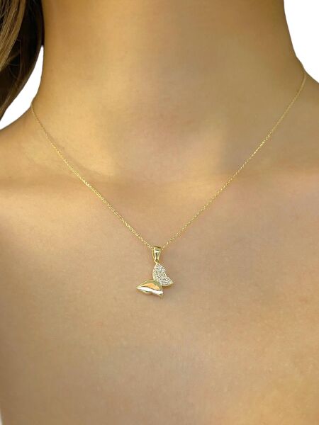 14 Ayar Minik Kelebek Altın Kolye
