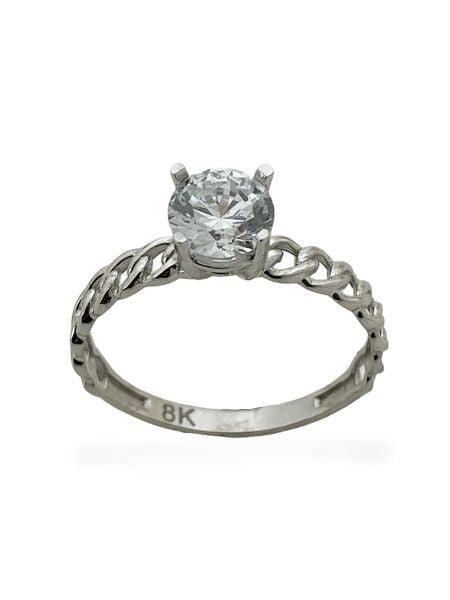 Tektaş Beyaz Altın Üst Kalite Tasarım Yüzük