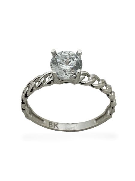 Tektaş Beyaz Altın Üst Kalite Tasarım Yüzük