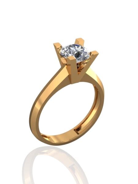 Pırlanta İşçilik Üst Kalite Tektaş 14 Ayar Altın Yüzük