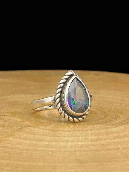 925 Ayar Damla Mistik Topaz Otantik Üst Kalite Gümüş Yüzük