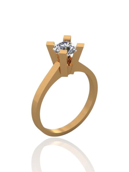 Pırlanta Modeli Üst Kalite Tektaş 14 Ayar Altın Yüzük