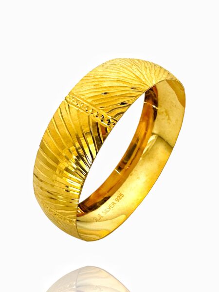 925 Ayar Gümüş 21 gr 2 cm Tavus Model 6.6 Boy Has Altın Kaplama Bilezik