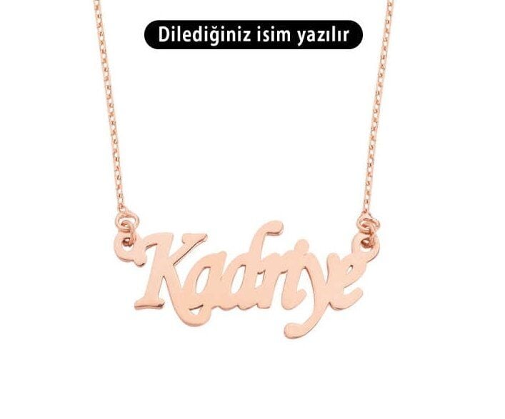 Sade Kibar Özel Font Tek İsimli Gümüş İsim Kolye