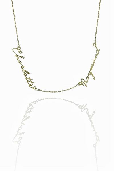 Özel İmza Yazı Karakteri İki İsimli 925 Gümüş Kolye