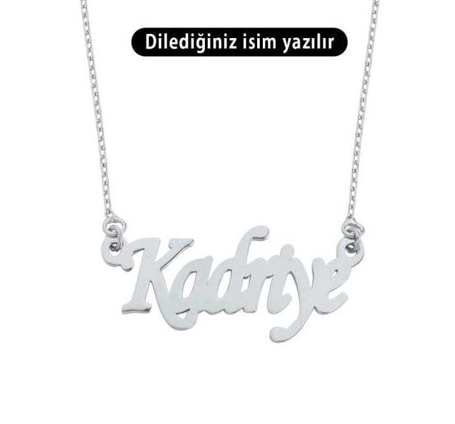 Sade Kibar Özel Font Tek İsimli Gümüş İsim Kolye Gümüş
