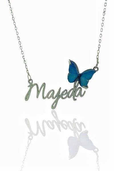Üç Boyut Gerçekçi Kelebek İsimli Özel 925 Gümüş Kolye