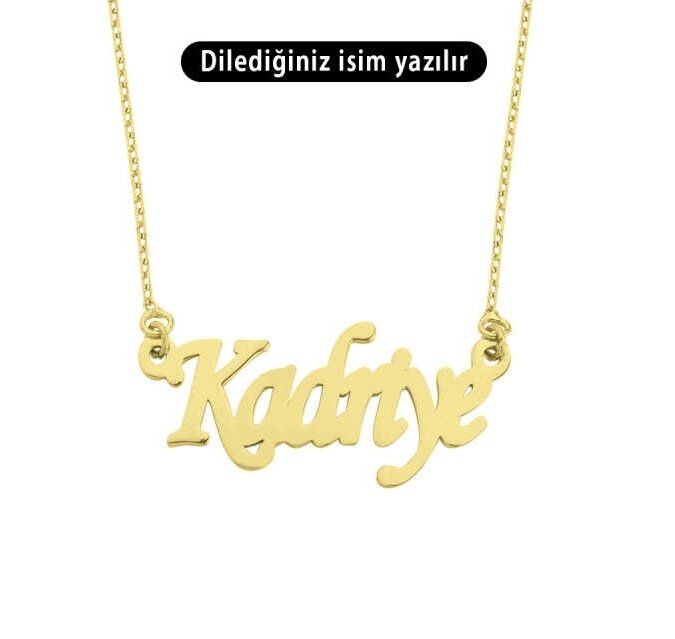 Sade Kibar Özel Font Tek İsimli Gümüş İsim Kolye Sarı