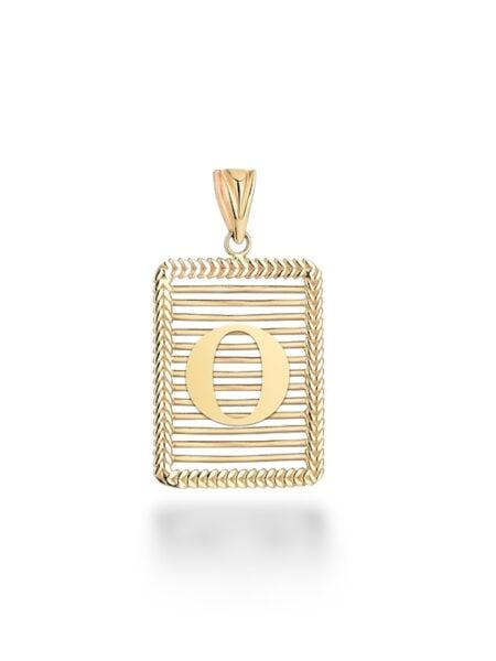 O Harfi Taşsız Izgara Modeli 14 Ayar Altın Harfli Kolye Ucu Uç