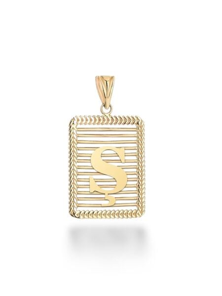 ş Harfi Taşsız Izgara Modeli 14 Ayar Altın Harfli Kolye Ucu Uç