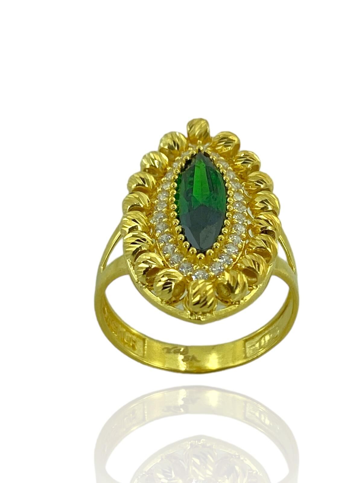 Mekik Zümrüt Dorika Toplu Altın Yüzük 8 Ayar