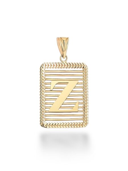 Z Harfi Taşsız Izgara Modeli 14 Ayar Altın Harfli Kolye Ucu Uç