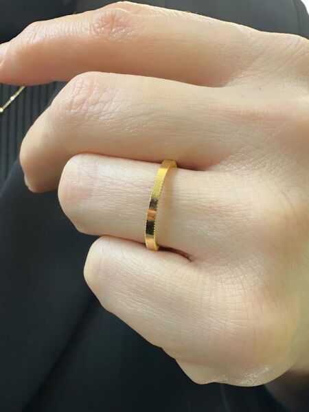 22 Ayar Altın Oluksuz Düz Ajda Yüzük Alyans Çok Şık