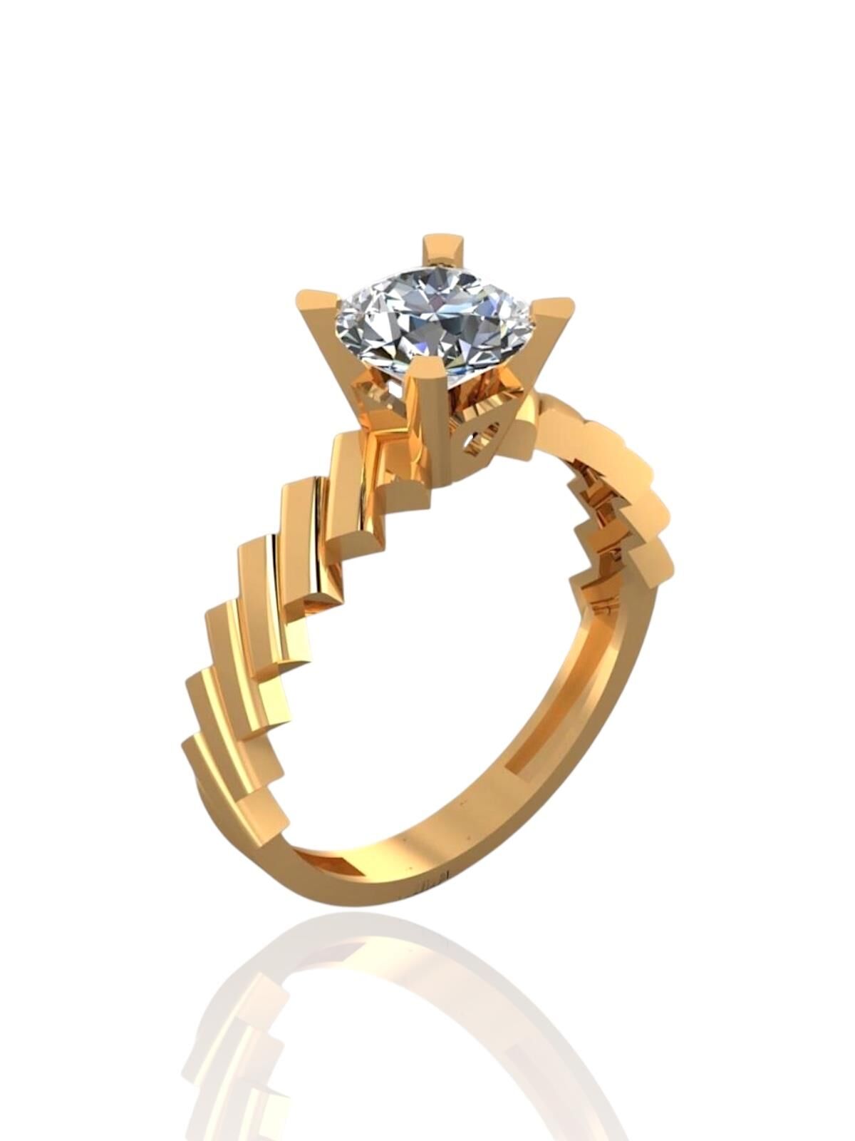 Pırlanta Montür Üst Kalite Farklı Tek taş 14 Ayar Altın Yüzük