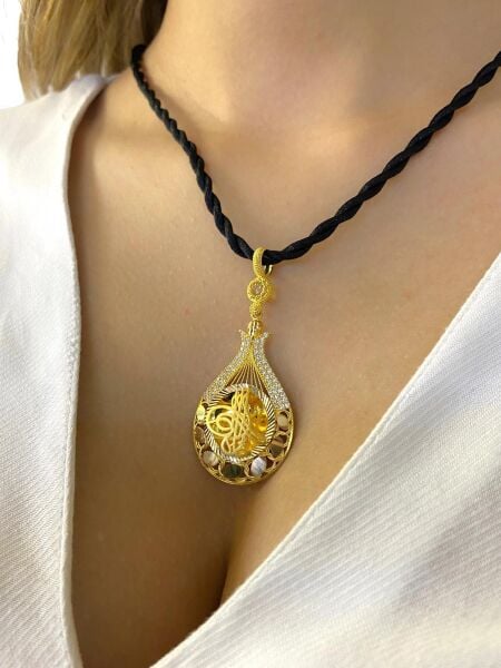 Arpalı Armut Tuğra 8 Ayar Altın Kolye Ucu 5,90 gr