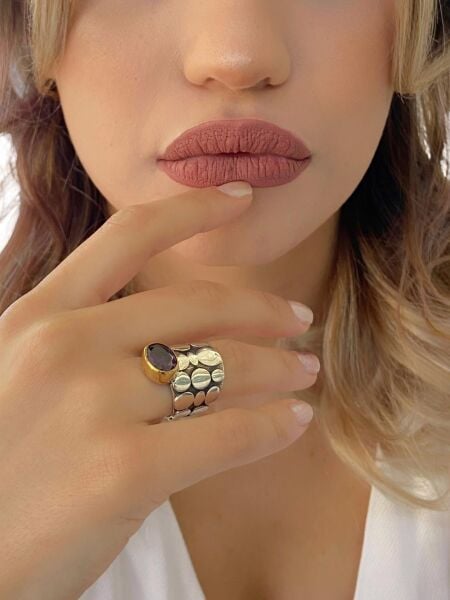 Ametist Taşlı El Üretimi Otantik 925 Gümüş Yüzük