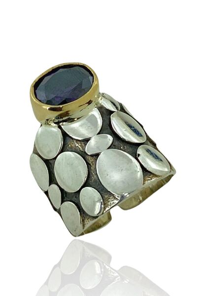 Ametist Taşlı El Üretimi Otantik 925 Gümüş Yüzük