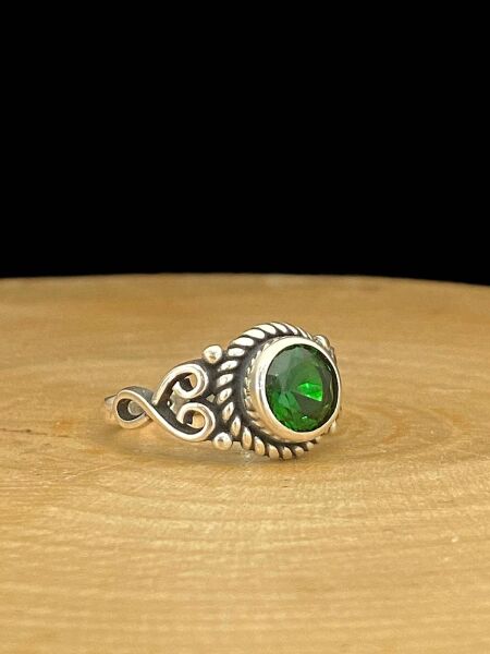 925 Ayar Zümrüt Taş Otantik Üst Kalite Gümüş Yüzük