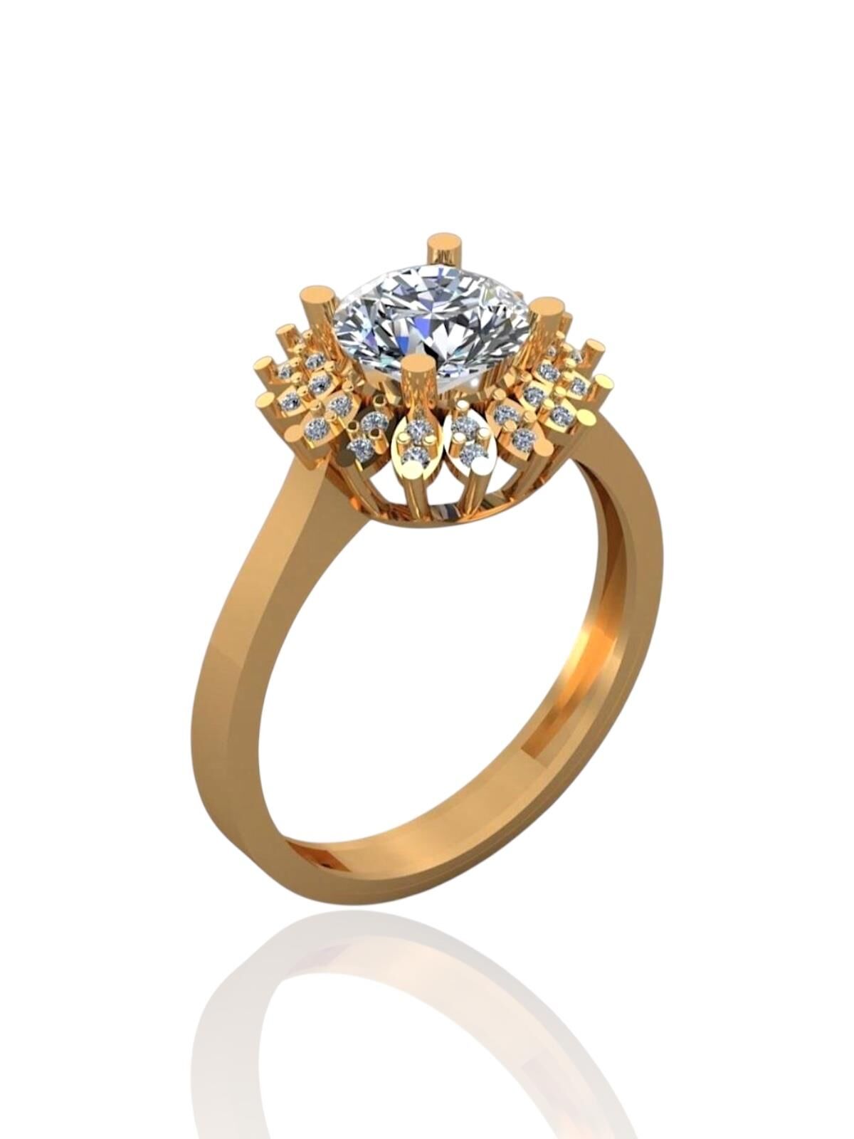 Pırlanta Montür Üst Kalite Farklı Lotus 14 Ayar Altın Yüzük