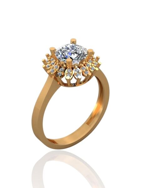 Pırlanta Montür Üst Kalite Farklı Lotus 14 Ayar Altın Yüzük