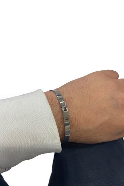 Düz Klas Unisex Spor Şık 925 Gümüş Bilezik Bileklik