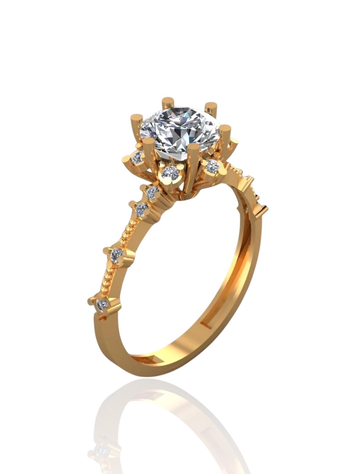 Pırlanta Montür Üst Kalite Lotus 14 Ayar Altın Yüzük