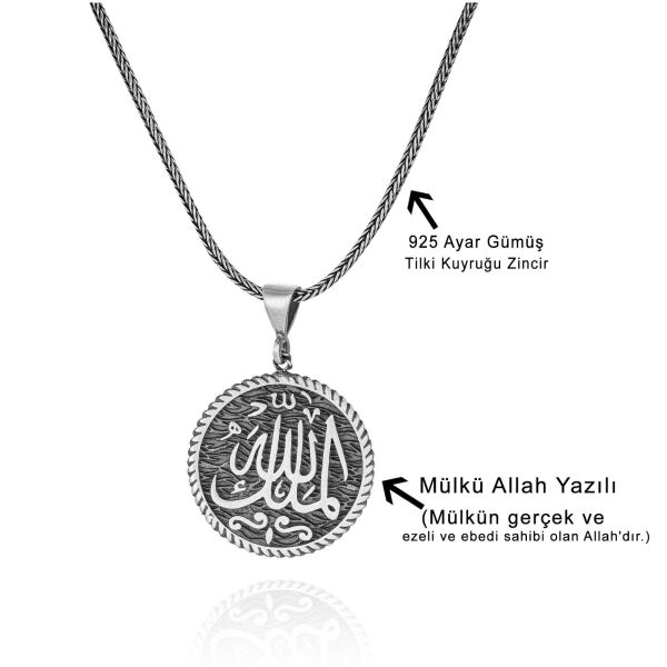 Mülk Allah'ın Yazılı 60 cm 925 Gümüş Kolye