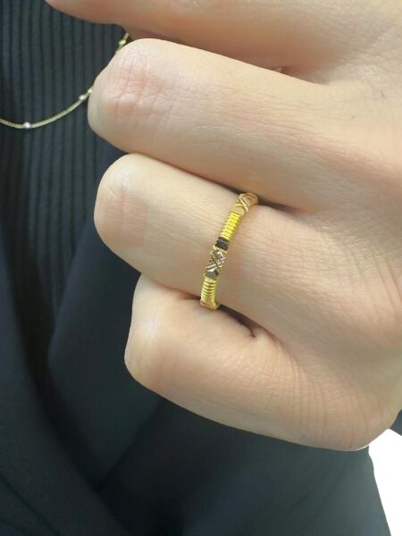 22 Ayar Altın Kalemli Ajda Yüzük Alyans Çok Şık