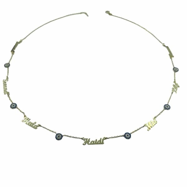 7 Yedi İsimli Altın Kaplama Kişiye Özel 925 Gümüş İsim Kolye