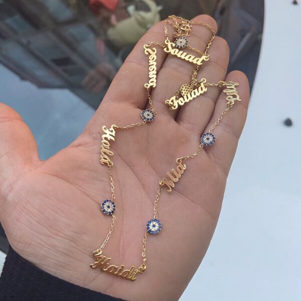 7 Yedi İsimli Altın Kaplama Kişiye Özel 925 Gümüş İsim Kolye