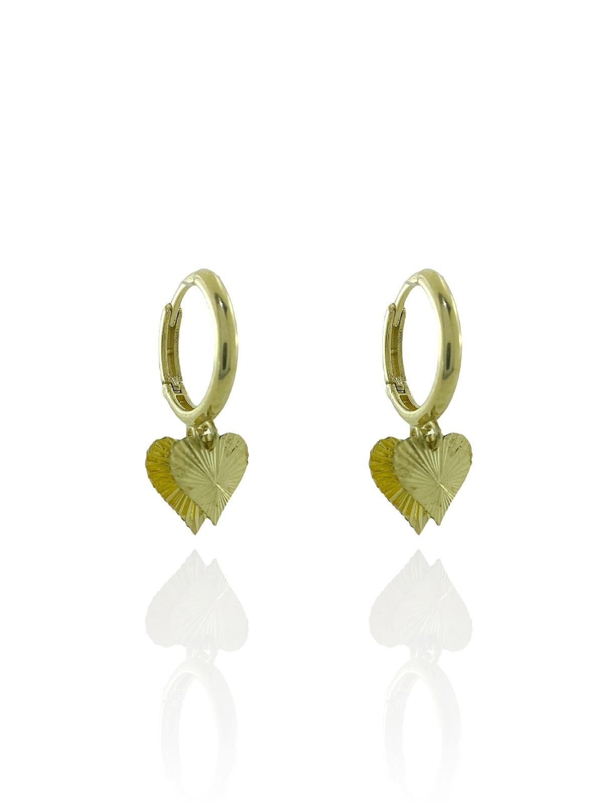 İki Kalp Sallantılı 8 Ayar Altın Küpe