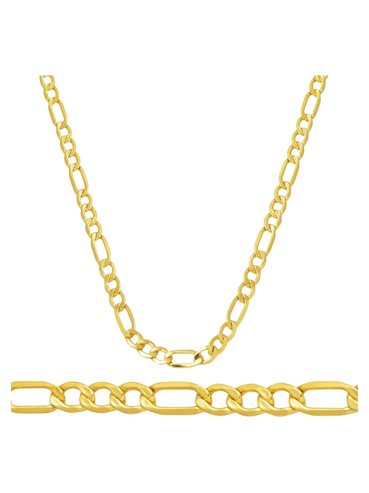 Figaro 5 mm Kalınlık Zincir Taşsız Günlük Unisex 14 Ayar Altın Kolye 50 cm