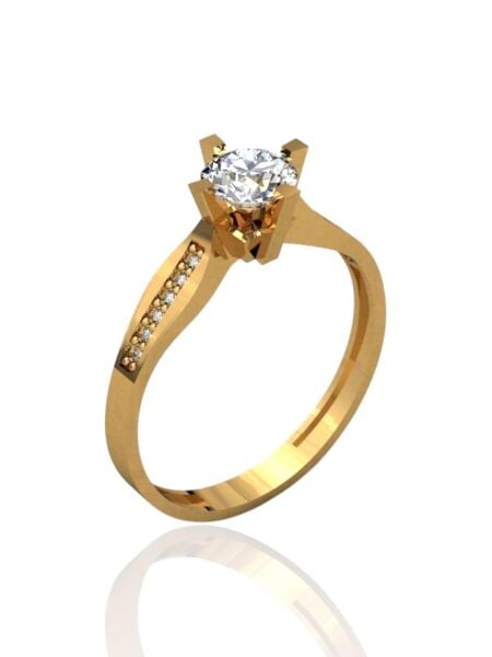 Tek Taş Çapraz Tırnak 14 Ayar Altın Yüzük