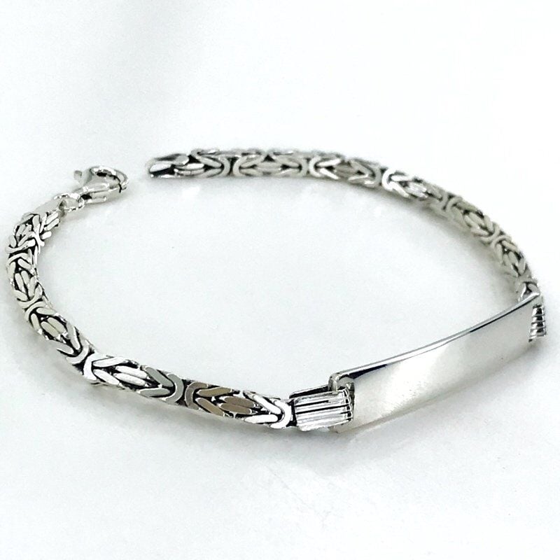 İsim Yazılı Künye Kral Zinciri Gümüş Bileklik