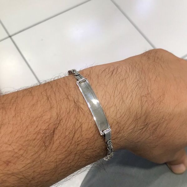 İsim Yazılı Künye Kral Zinciri Gümüş Bileklik