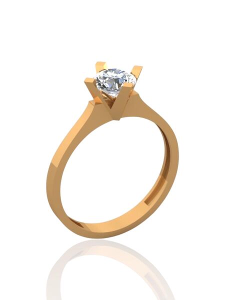 Tek Taş Çapraz Tırnak Sade ve Şık 14 Ayar Altın Yüzük