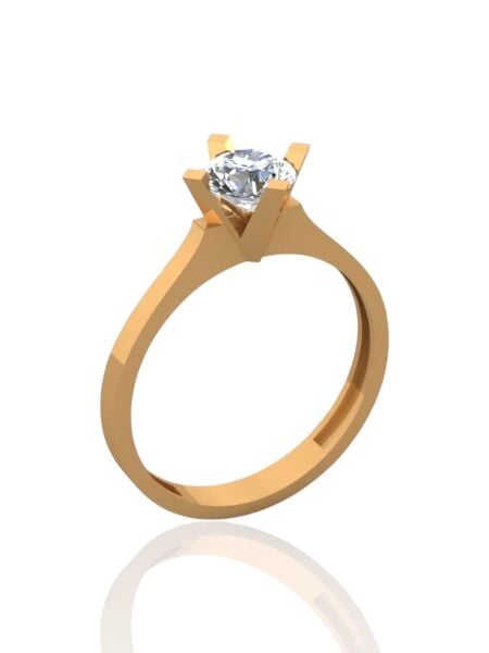 Tek Taş Çapraz Tırnak Sade ve Şık 14 Ayar Altın Yüzük