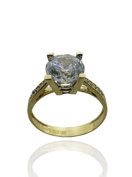 1.50 Carat Zirkon Tektaş 14 Ayar Altın Yüzük