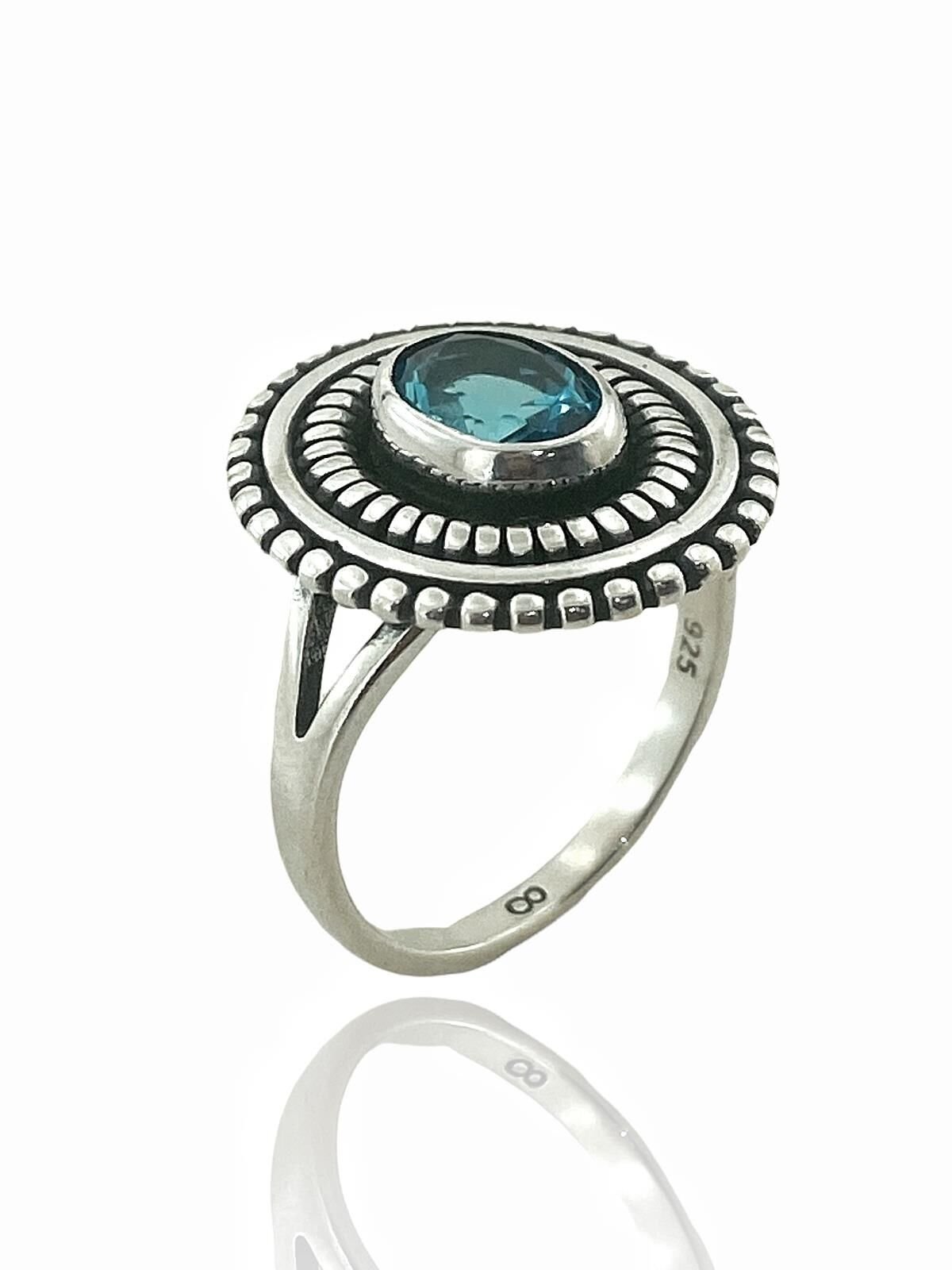 925 Ayar Gümüş Aquamarine Taşlı OPtantik Kadın Yüzük