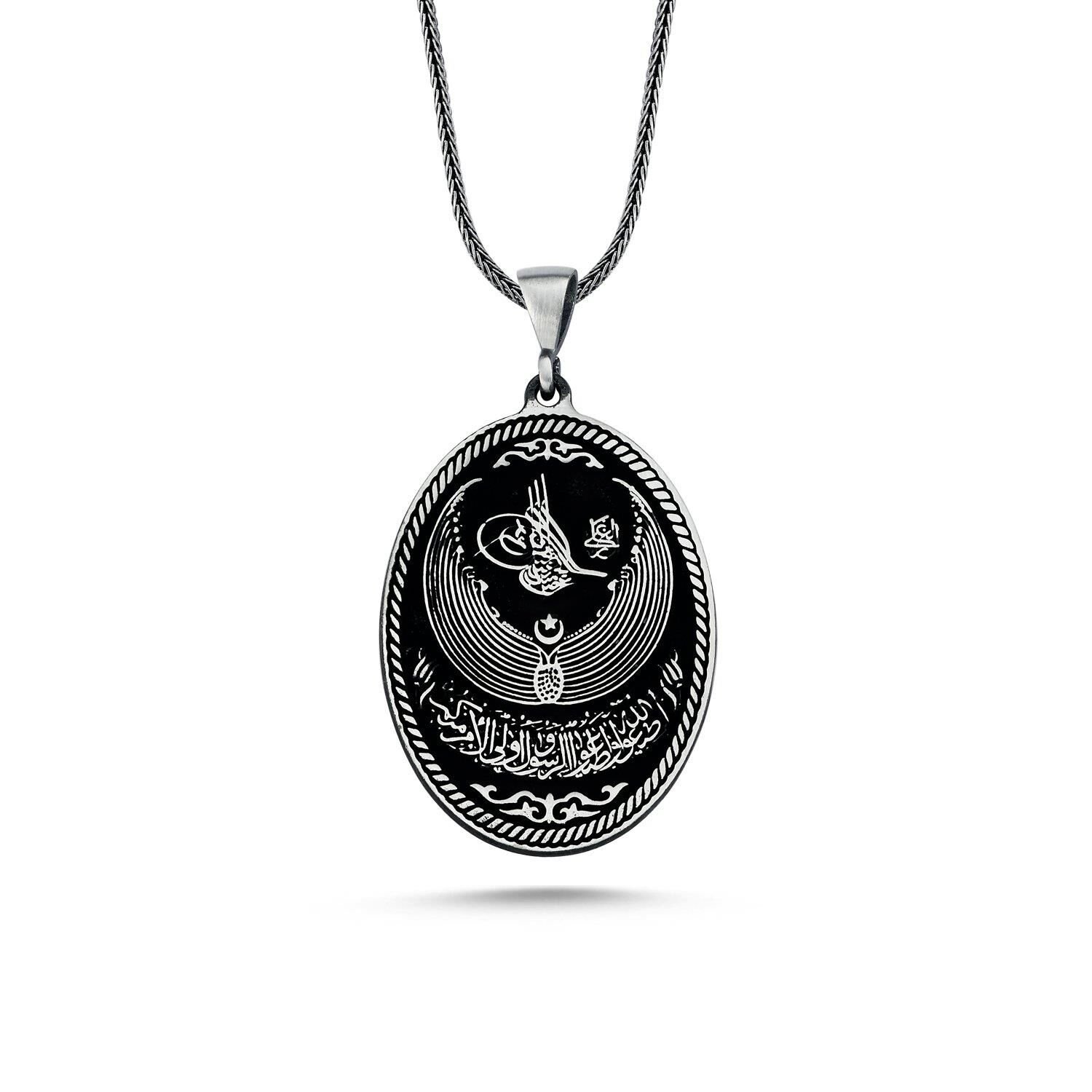 Özel Tasarım Sancak Tuğra 60 cm 925 Gümüş Kolye