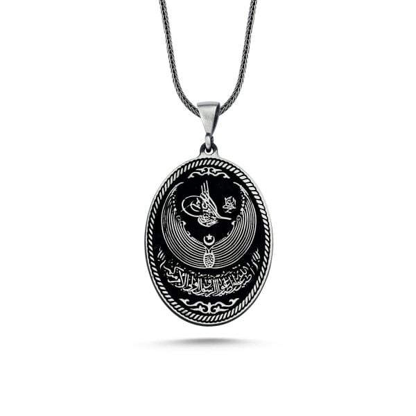 Özel Tasarım Sancak Tuğra 60 cm 925 Gümüş Kolye