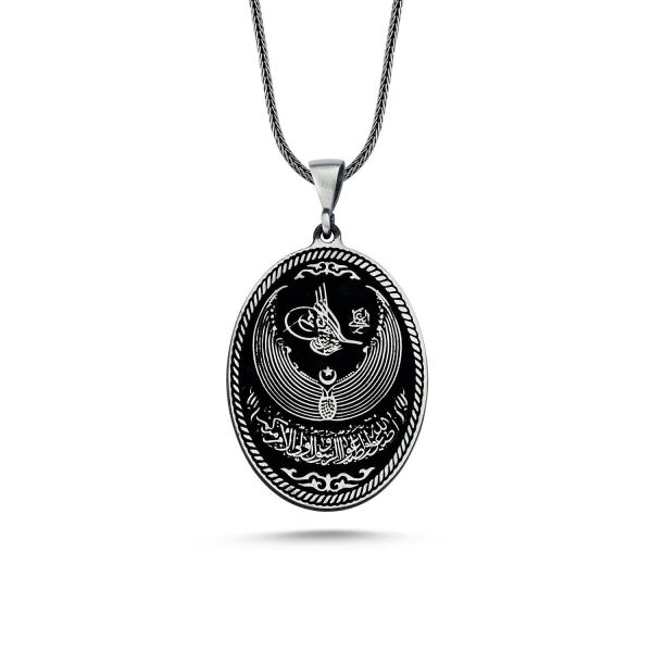 Özel Tasarım Sancak Tuğra 60 cm 925 Gümüş Kolye