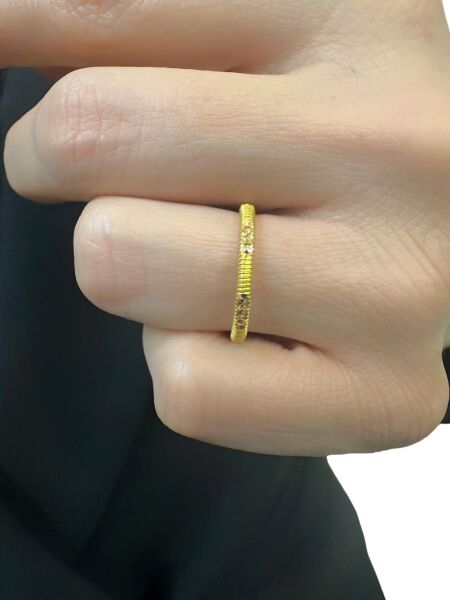 22 Ayar Altın Noktalı Ajda Yüzük Alyans Çok Şık