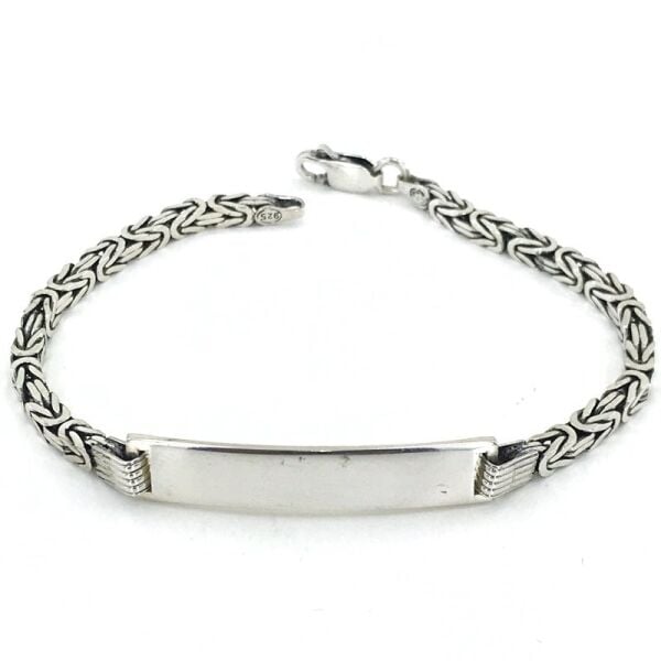 İsim Yazılı Kral Zinciri Künye Genç Çocuk Erkek Gümüş Bileklik