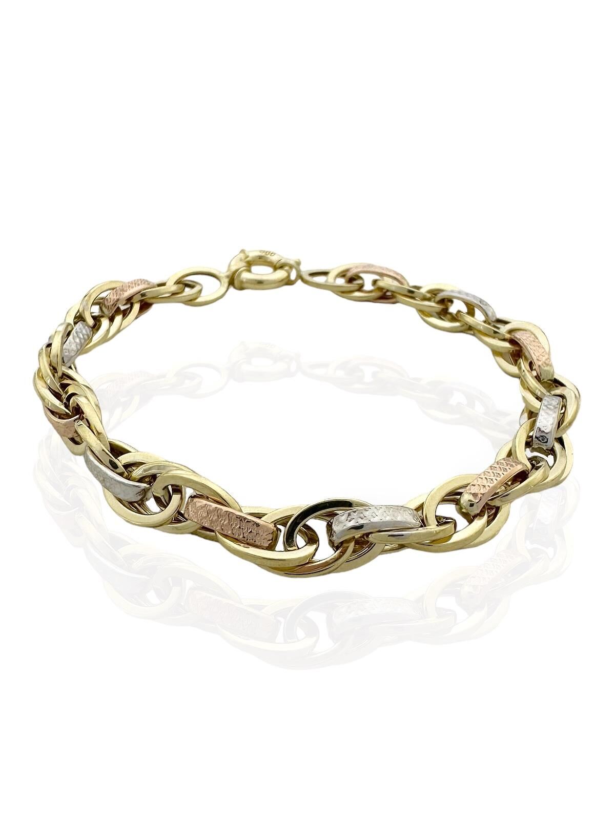 Kalemli Palamut Model Günlük Gösterişli Hallow Altın Bileklik 14 Ayar