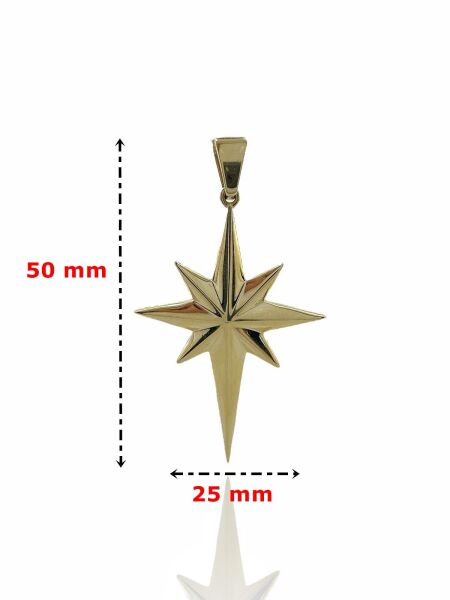 Kutup Güney Yıldızı Üst Kalite Taşsız Altın Büyük Boy Kolye Ucu