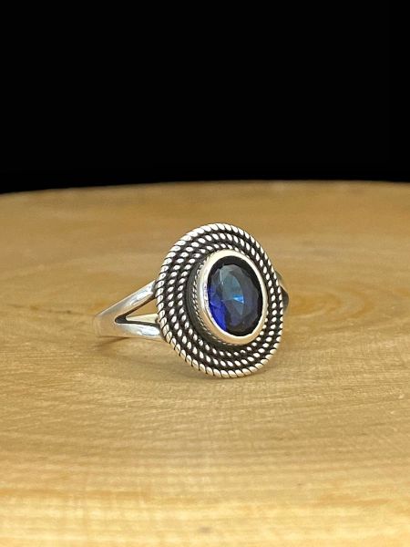 925 Gümüş Minik Safir Taş Günlük Otantik Kadın Yüzük