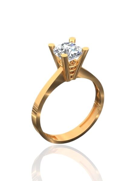Tek Taş Yüksek Montür Şık 14 Ayar Altın Yüzük