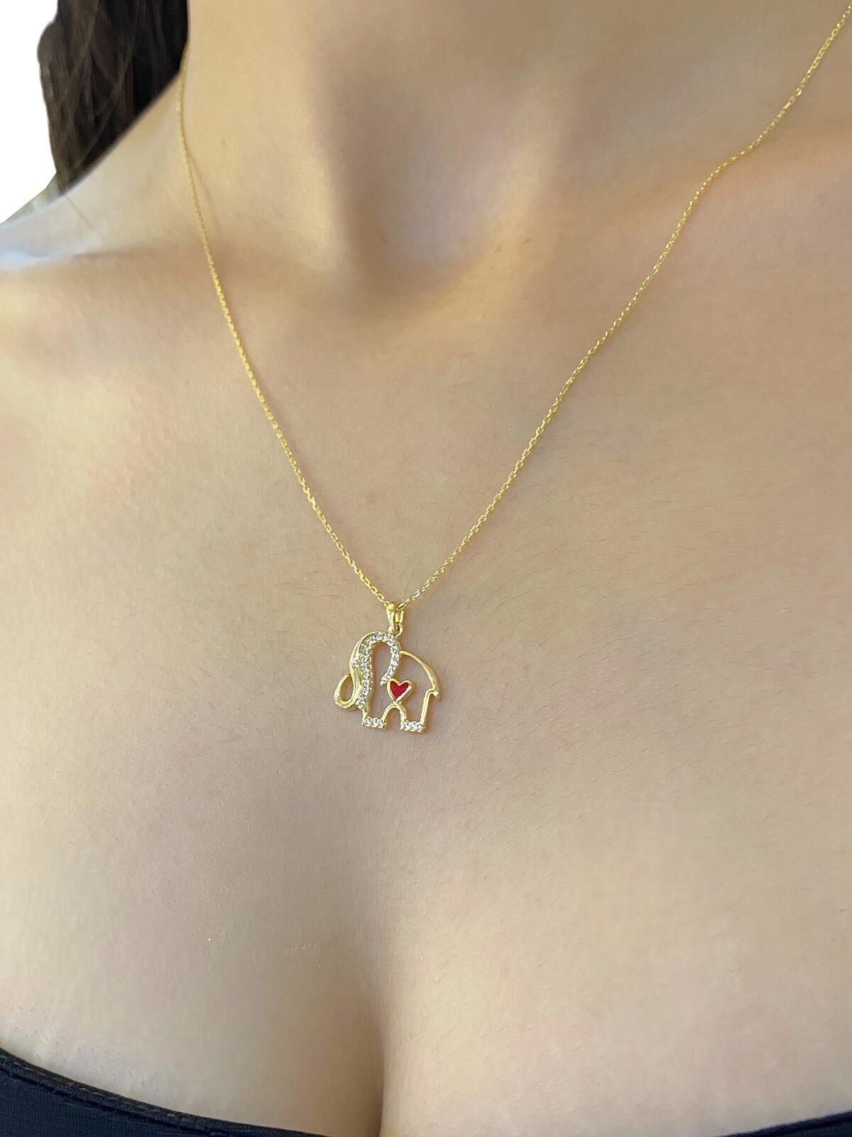 Minimal Fil Kalp Altın Kolye