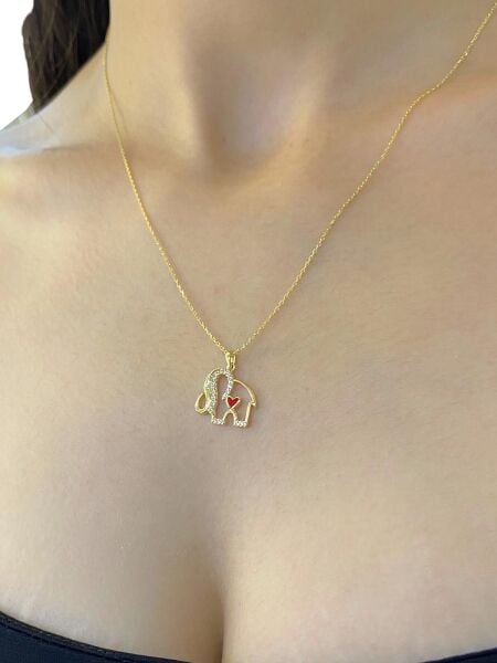 Minimal Fil Kalp Altın Kolye